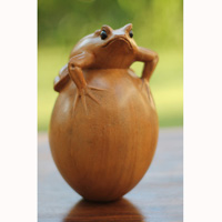 Wooden Frog, Handmade From Suar Wood With Natural Polished