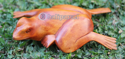 Wooden Frog, Handmade From Crocodile Wood With Brown Polished