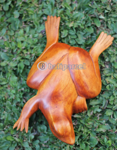 Wooden Frog, Handmade From Crocodile Wood With Brown Polished
