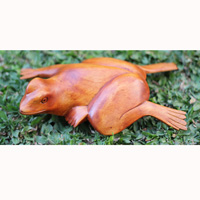 Wooden Frog, Handmade From Crocodile Wood With Brown Polished