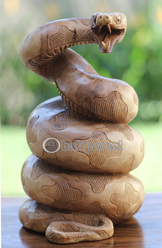 Wooden Snake, Handmade From Suar Wood With Natural Polished