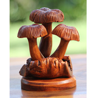 Wooden Mushrooms With Parasite Wood