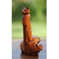 Wooden Cat With Parasite Wood