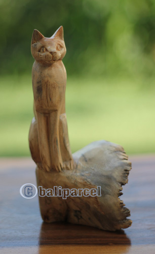Wooden Cat With Parasite Wood