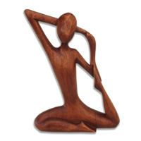 Wooden Abstract Carving, Hand Carved From Suar Wood
