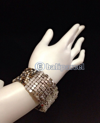 Bracelet, Handmade From Beads With Silver Metal