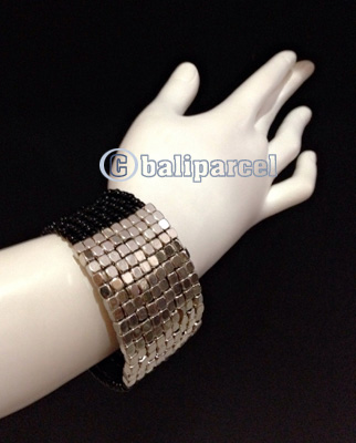 Bracelet, Handmade From Beads With Silver Metal