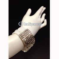 Bracelet, Handmade From Beads With Silver Metal