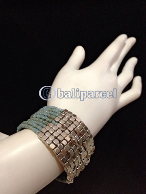 Bracelet, Handmade From Beads With Silver Metal