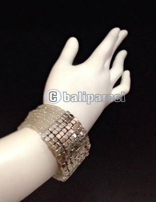 Bracelet, Handmade From Beads With Silver Metal