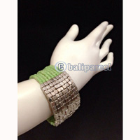 Bracelet, Handmade From Beads With Silver Metal