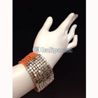 Bracelet, Handmade From Beads With Silver Metal