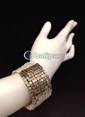 Bracelet, Handmade From Beads With Silver Metal
