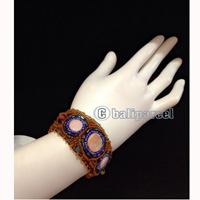Bracelet, Handmade From Beads With Pabric Base