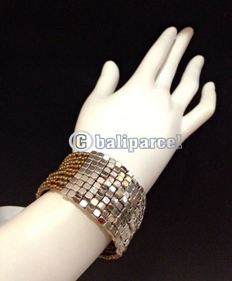 Bracelet, Handmade From Beads With Silver Metal