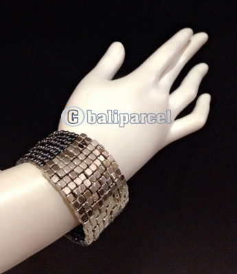 Bracelet, Handmade From Beads With Silver Metal