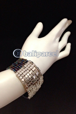 Bracelet, Handmade From Beads With Silver Metal