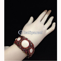 Bracelet, Handmade From Beads With Pabric Base