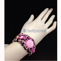 Bracelet, Handmade From Beads With Pabric Base