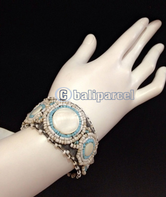 Bracelet, Handmade From Beads With Pabric Base