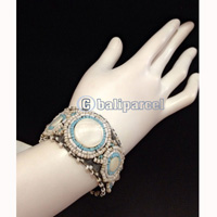 Bracelet, Handmade From Beads With Pabric Base