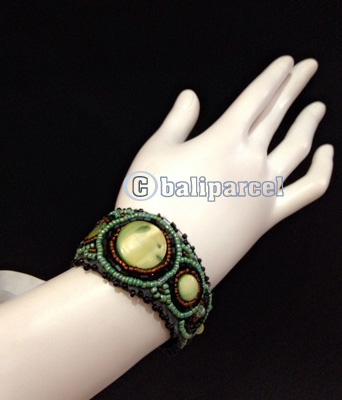 Bracelet, Handmade From Beads With Pabric Base