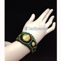 Bracelet, Handmade From Beads With Pabric Base
