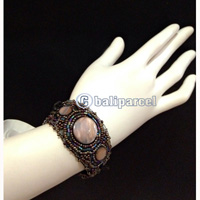 Bracelet, Handmade From Beads With Pabric Base