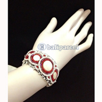 Bracelet, Handmade From Beads With Pabric Base