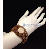 Bracelet, Handmade From Beads With Pabric Base