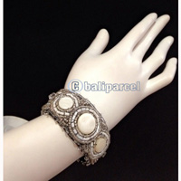 Bracelet, Handmade From Beads With Pabric Base
