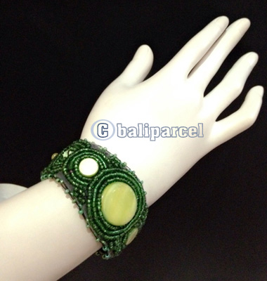 Bracelet, Handmade From Beads With Pabric Base