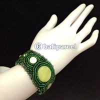 Bracelet, Handmade From Beads With Pabric Base