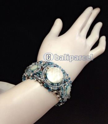 Bracelet, Handmade From Beads With Pabric Base