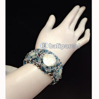 Bracelet, Handmade From Beads With Pabric Base