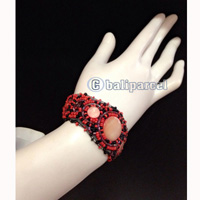 Bracelet, Handmade From Beads With Pabric Base