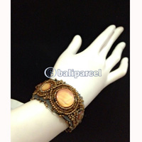 Bracelet, Handmade From Beads With Pabric Base