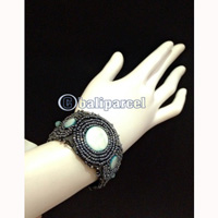 Bracelet, Handmade From Beads With Pabric Base