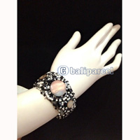 Bracelet, Handmade From Beads With Pabric Base