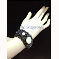Bracelet, Handmade From Beads With Pabric Base