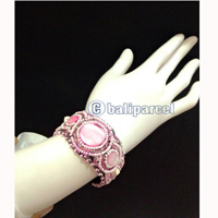Bracelet, Handmade From Beads With Pabric Base