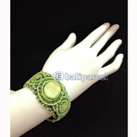 Bracelet, Handmade From Beads With Pabric Base