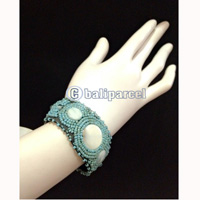 Bracelet, Handmade From Beads With Pabric Base