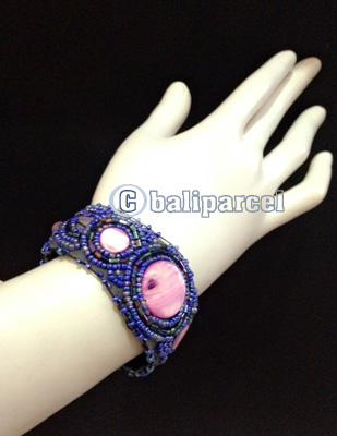 Bracelet, Handmade From Beads With Pabric Base