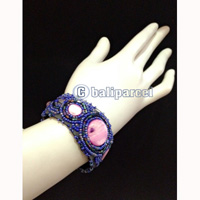Bracelet, Handmade From Beads With Pabric Base