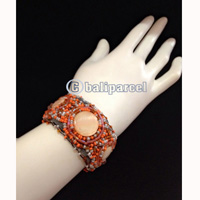 Bracelet, Handmade From Beads With Pabric Base