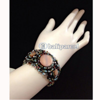 Bracelet, Handmade From Beads With Pabric Base