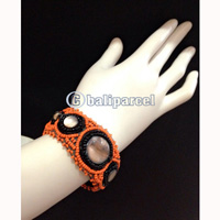 Bracelet, Handmade From Beads With Pabric Base