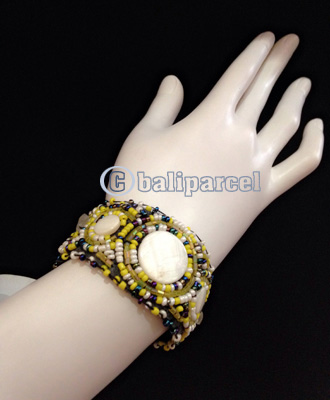 Bracelet, Handmade From Beads With Pabric Base
