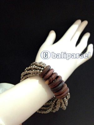 Bracelet, Handmade From Beads With Wood Ring 7